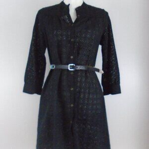 TWELFTH STREET by Cynthia Vincent black eyelet beach coverup dress XS/S